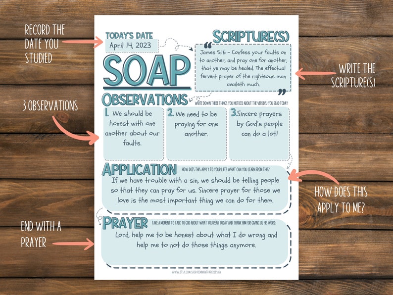 SOAP Bible Study Kids Worksheet | Church Printables for Children | Kids ...