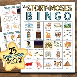 Bible Bingo for Preschool Youth | The Story of Moses | Sunday School Lesson | 10 Plagues | Ten Commandments | Kids Church Activity | Classes