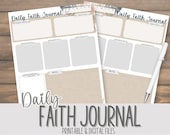 BEIGE Daily Faith Journal | Christian Journal Printable | Bible Study Planner | Scripture Tracker | Prayer Journal PDF | Multiple Sizes