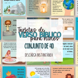 Kinderbibel Vers SPANISCH | Memory Vers Karten | Illustrierte Schriftkarten | Einfache Bibelverse für Kinder | Sofort Download