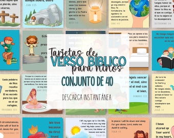 Kids Bible Verse SPANISH | Memory Verse Cards | Illustrated Scripture Cards | Simple Bible Verses for Children | Instant Download