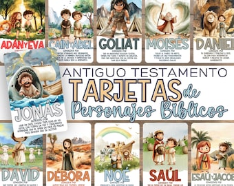 Spanish Old Testament Bible Character Flashcards | Tarjetas de Personajes Bíblicos | Sunday School Homeschool Printable