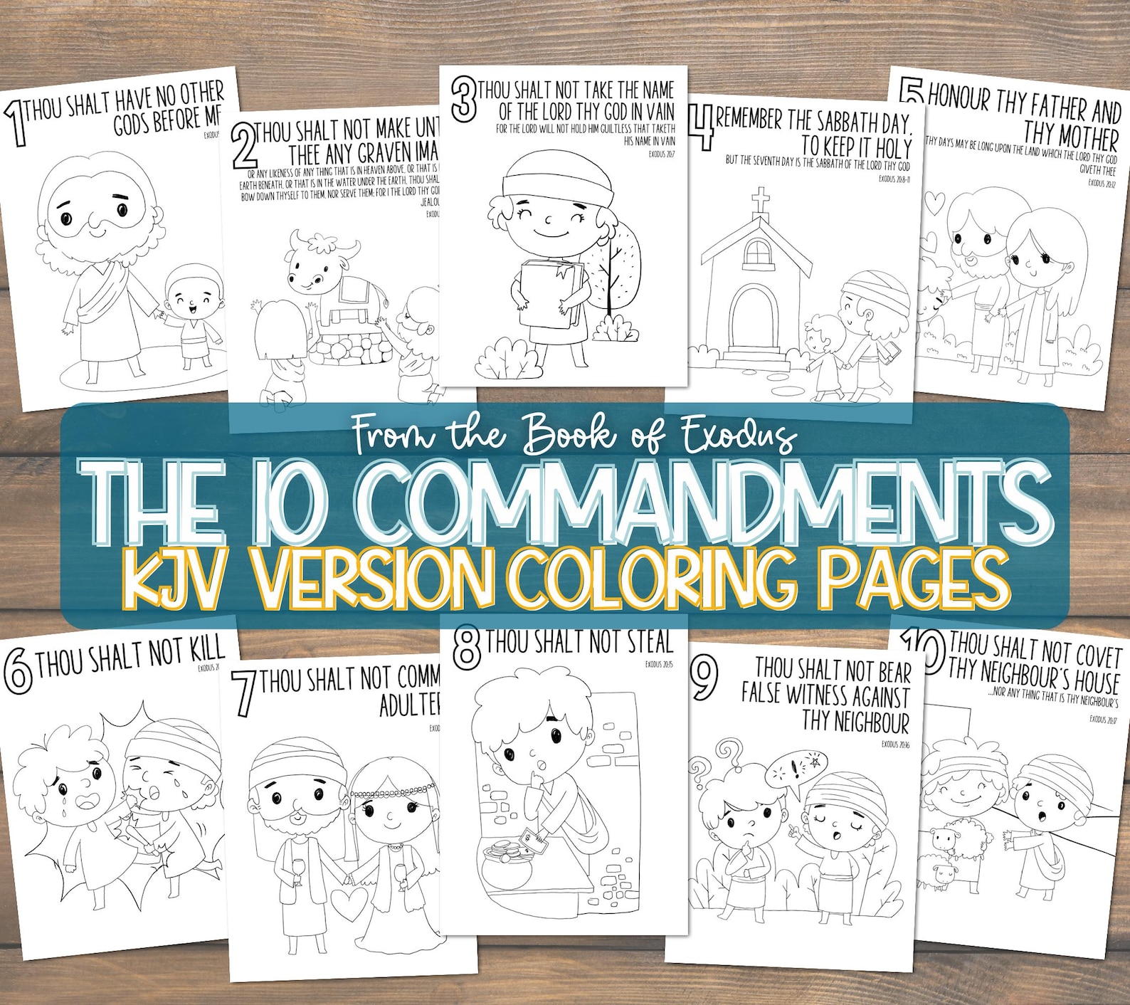 10 Commandments Coloring Sheets for Kids KJV Version | Sunday School ...