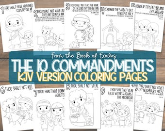 10 Commandments Coloring Sheets for Kids KJV Version | Sunday School Activity