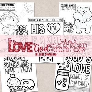 Valentine Bible Coloring Pages | Sunday School Craft | Christian Kids Activity | Homeschool Printable | Color by Number | Kids Church