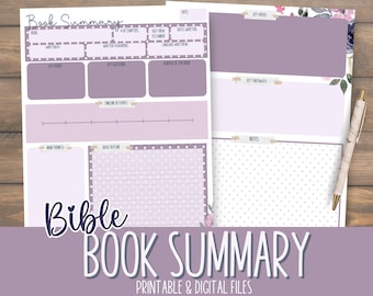 Books Of The Bible Summary Printable | Beginner Bible Study | Scripture Journaling | Build Your Own Binder | Scripture Notetaking | Timeline