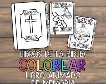 Books of the Bible SPANISH Memory Craft Coloring Flipbook | Sunday School Kids Church Activity | Homeschool Español