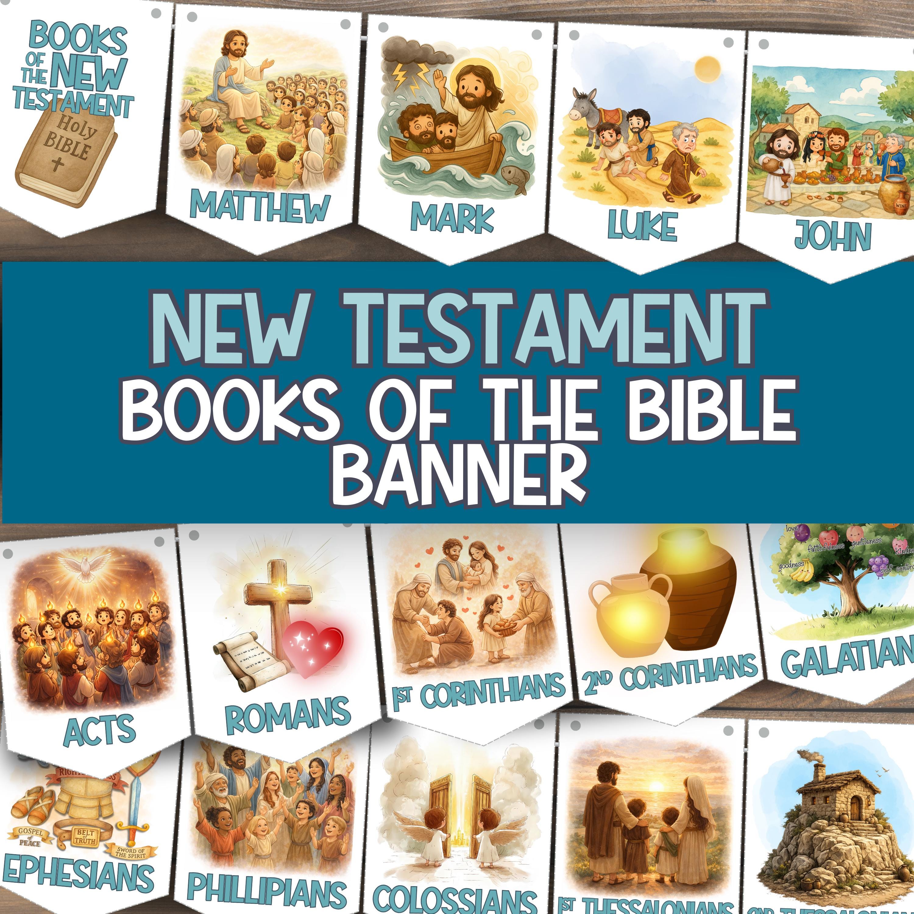 New Testament Books of the Bible Printable Banner | Sunday School ...