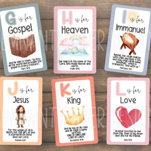 ABC Bible Flashcards Preschool | Children's Bible Study | Scripture Learning Aid | Sunday School Activity | Christian Homeschool | Printable image 3