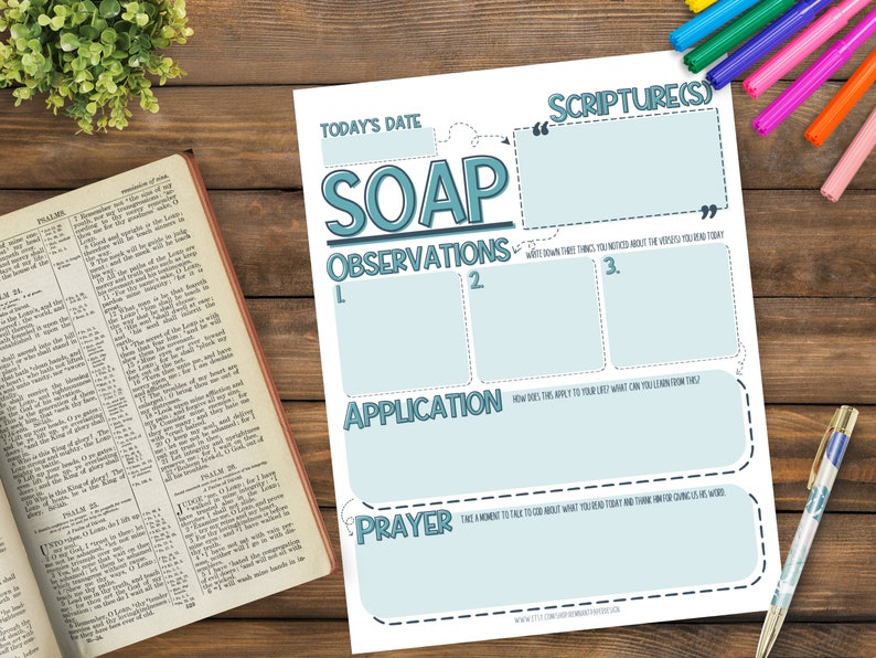 SOAP Bible Study Kids Worksheet | Church Printables for Children | Kids ...