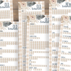 Afdrukbare bijbeltracker bladwijzers beige | Hoofdstuk Checklist | Bijbelleesaccessoires | Schriftstudie | Dagelijkse overdenking | Cadeau voor haar