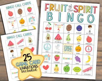 Fruit of the Spirit Bingo | Bible Bingo for Kids | Sunday School Lesson | Kids Church Printable Activity | Homeschool Board Game Preschool