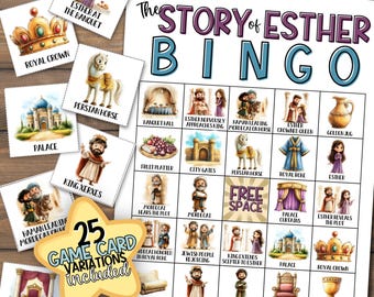 Esther Bible Bingo Printable | Women of the Bible Activity | Sunday School Game | Christian Homeschool | Kids Church