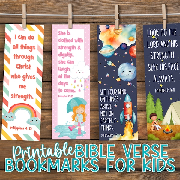 Scripture Memory Bookmark Printable Bible Verse Bookmarks for Kids Boys & Girls Designs Kids ...
