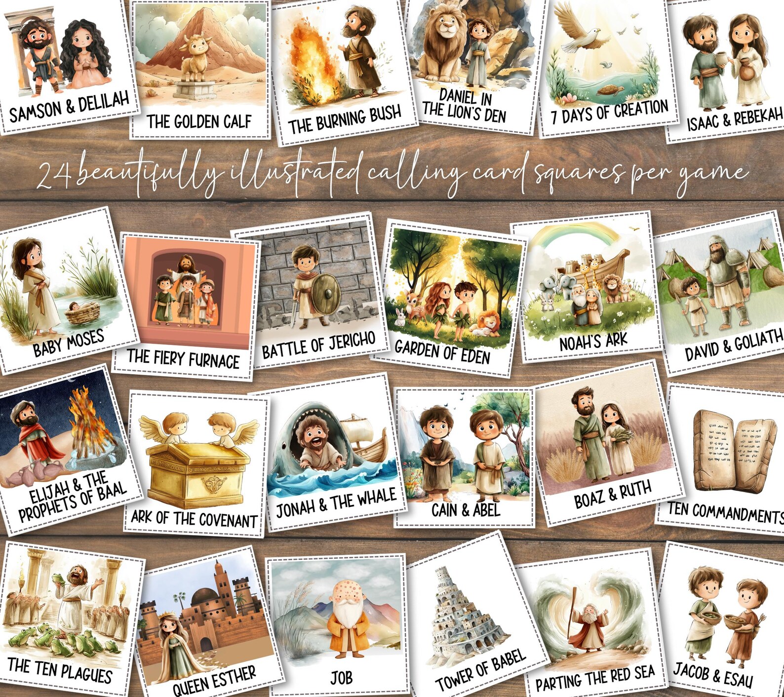 Bible Bingo Bundle Printable – Old Testament 5 Bible Games for Kids ...