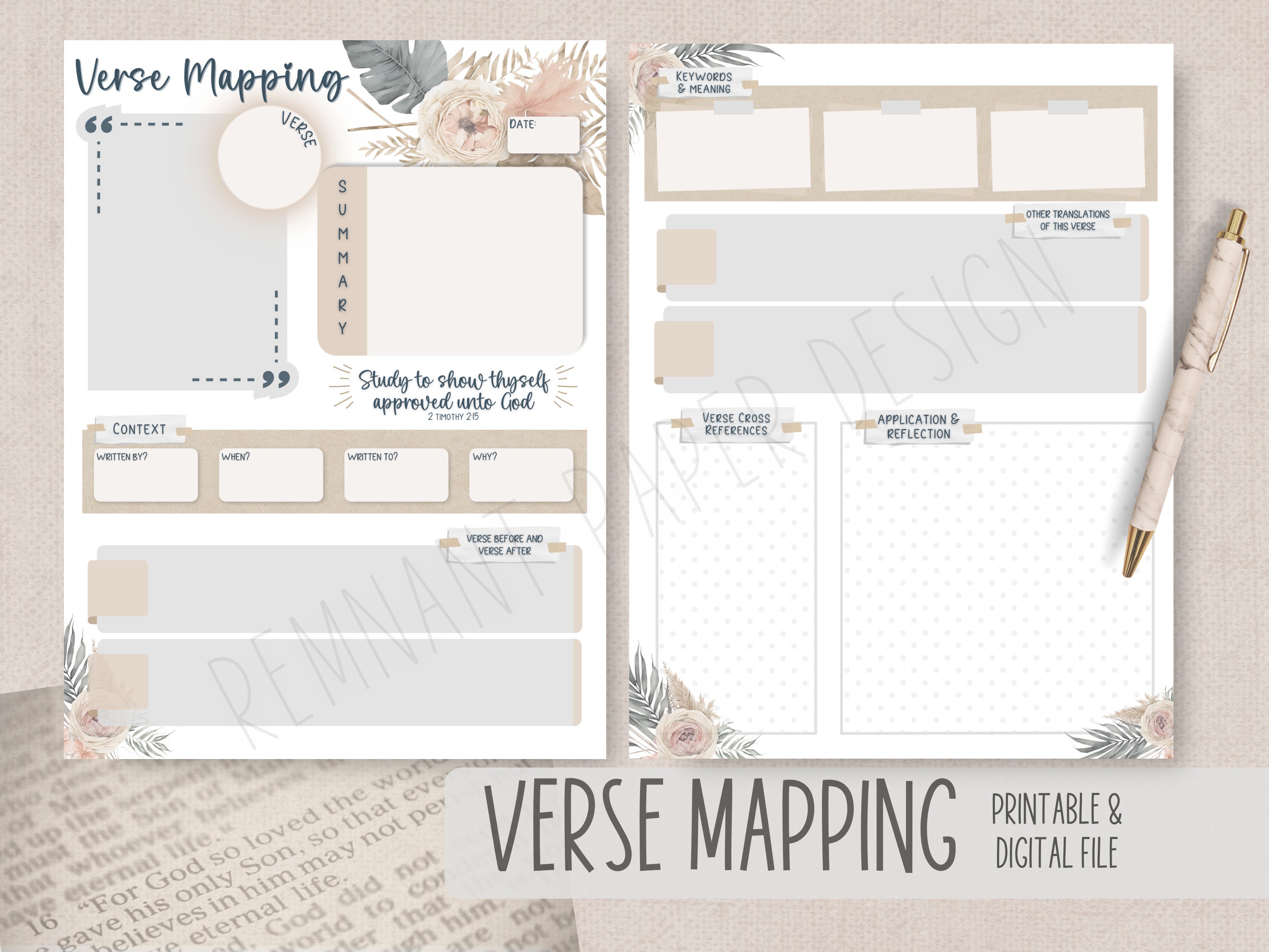 Bible Verse Mapping Printable PDF INSTANT DOWNLOAD Bible Study ...