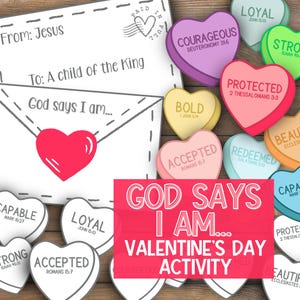Attività sull'amore di Dio Storia della Bibbia / Lavoretto di San Valentino stampabile / Lezione della scuola domenicale / Divertimento creativo per bambini / Schede di versetti da ricordare / Chiesa per bambini