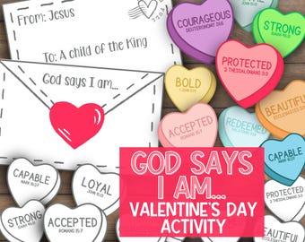 Attività sull'amore di Dio Storia della Bibbia / Lavoretto di San Valentino stampabile / Lezione della scuola domenicale / Divertimento creativo per bambini / Schede di versetti da ricordare / Chiesa per bambini