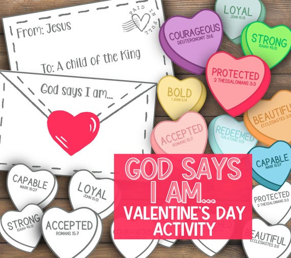God's Love Activity  Bible Story | Printable Valentine Craft | Sunday School Lesson | Kids Crafting Fun | Memory Verse Cards | Kids Church