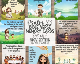 Psalm 23 Activity NKJV Memory Verse Cards for Kids | Sunday School Lesson Church | Scripture Learning | Story Sequencing | Learn the Bible