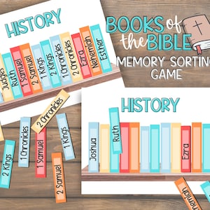 Juego de los Libros de la Biblia para niños: Actividad de memoria para niños / Aprendizaje imprimible para la iglesia / Lección de escuela dominical / Ministerio juvenil / Trabajo de educación en casa