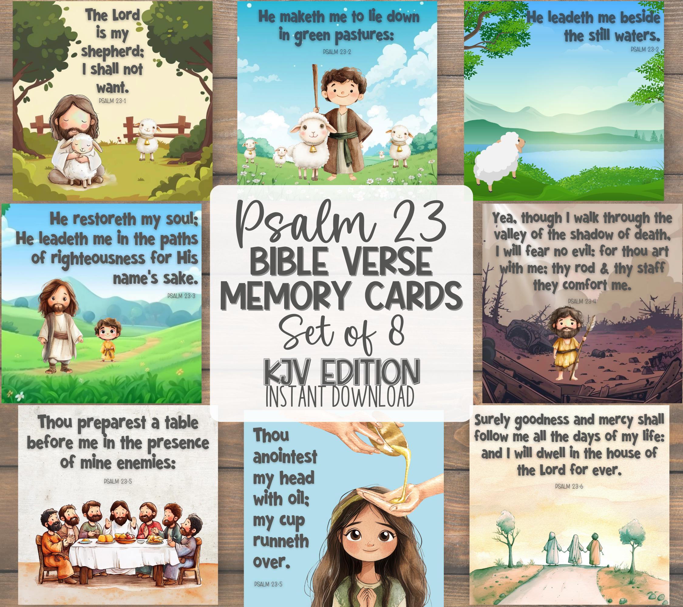 Psalm 23 Activity Memory Verse Cards for Kids | Sunday School Lesson | Scripture Learning | Story Sequencing | Kids Church | Learn the Bible