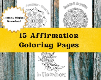 15 Affirmation Coloring Pages Adult Positive Coloring Quotes Mental Health Coloring Inspiring Coloring Pages Digital Download