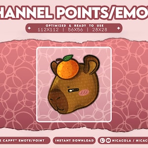 Orange Cappy Capybara Channel Point/Emote  ||  Cute Twitch Chat Emotes Design  ||  Twitch Discord Youtube  ||  Channel Points Badges