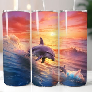 3D Dolphin Tumbler Wrap Quilled Paper Digital Download 20oz Skinny Tumbler Wrap Baby Dolphins Sublimation Print Design Straight Tumbler PNG