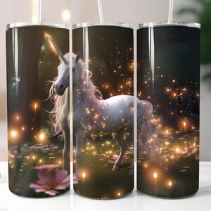 3D Unicorn Wrap 20oz Rechte Magere Tumbler Magisch Bos Sublimatie Ontwerp PNG