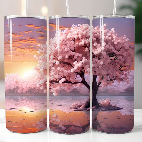 3D Cherryblossom Tree Tumbler Wrap Quilled Paper Digital Download 20oz Skinny Tumbler Wrap Sublimation Print Design Straight Tumbler PNG