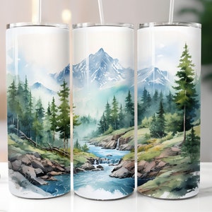 3D Mountain Landscape Tumbler Wrap Bundle 20oz Skinny Tumbler Landscape Sublimation Tumbler Nature Design PNG