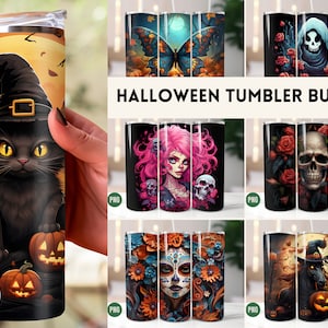 3D Halloween Becher Wrap Bundle für Erwachsene digitaler Download Skinny 20oz Becher Wrap Scary Halloween Sublimation Becher PNG