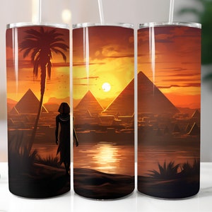 3D Pyramids Egypt Tumbler Wrap Digital Download 20oz Skinny Tumbler Wrap Mummies Sublimation Print Design Straight Tumbler PNG