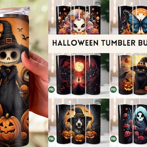 3D Halloween Becher Wrap Bundle für Kinder digitaler Download Skinny 20oz Becher Wrap Spooky Halloween PNG Becher Sublimation PNG