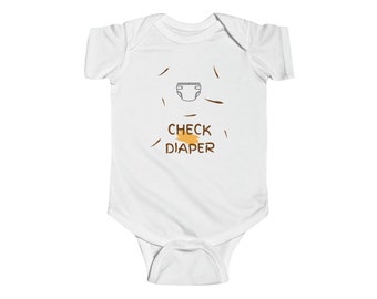 Check Diaper, Funny Baby Clothes, Infant Bodysuit