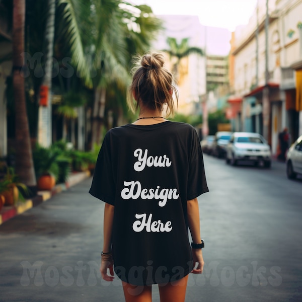 Comfort Colors C1717 Black Mockup, Black Back Shirt Mockup, Model Mockup, Oversized Tshirt Mockup, Summer Mockup, Outdoors 1717 Boho Mock up