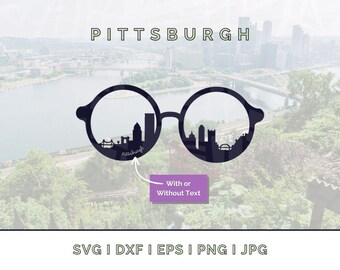 Lunettes de soleil Pittsburgh Skyline : Landmark Silhouette vecteur SVG, PNG, JPG (téléchargement numérique pour Cricut, etc.)