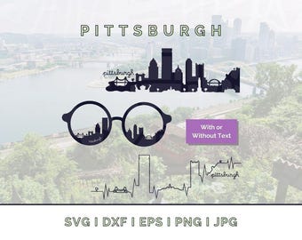 Offre groupée sur la ligne d'horizon de Pittsburgh : vecteurs de silhouette de monuments SVG, PNG, JPG (téléchargement numérique pour Cricut, etc.)