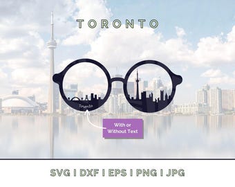 Toronto Skyline Sonnenbrille: Wahrzeichen Silhouette Vektor SVG, PNG, JPG (Digitaler Download für Cricut etc.)