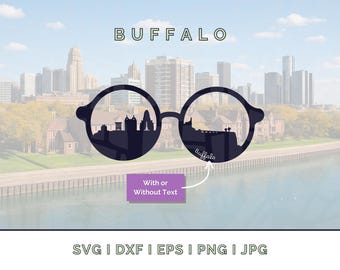 Lunettes de soleil Buffalo Skyline : Landmark Silhouette vecteur SVG, PNG, JPG (téléchargement numérique pour Cricut, etc.)