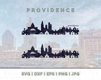 Silhouette de la ligne d'horizon de Providence : vecteur de silhouette de points de repère SVG, PNG, JPG (téléchargement numérique pour Cricut, etc.)