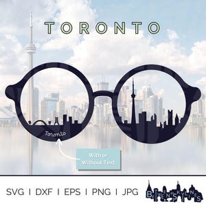 Toronto Skyline Corb Glasses Svg Toronto Clip Art Landmarks Silhouette Vector Graphics Cricut Cut File Svg Png Jpg Eps Dxf Instant Download