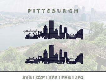Silhouette de la ligne d'horizon de Pittsburgh : points de repère Silhouette vecteur SVG, PNG, JPG (téléchargement numérique pour Cricut, etc.)