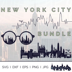 New York City Skyline Svg Bundle NYC Clip Art Landmarks Silhouette Vector Graphics Cricut Cut File Svg Png Jpg Eps Dxf Instant Download