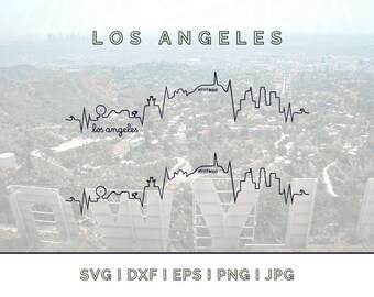 Los Angeles Skyline Herzschlag Vektor: LA Wahrzeichen Silhouette (Digitaler Download)