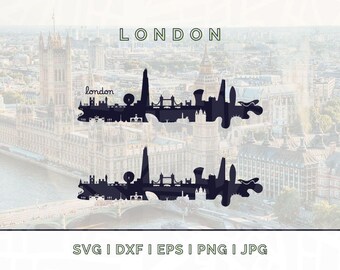 London Skyline Silhouette: Wahrzeichen Silhouette Vektor SVG, PNG, JPG (Digitaler Download für Cricut etc.)