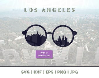 Los Angeles Skyline Sonnenbrille Vektor: LA Wahrzeichen Silhouette (Digitaler Download)