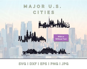 Ensemble SVG Skyline des villes des États-Unis : vecteur de silhouette de monuments (téléchargement numérique)