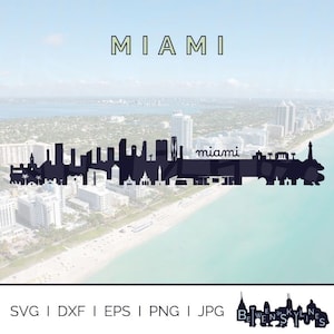 Miami SkylineSvg Miami Clip Art Sehenswürdigkeiten Silhouette Vektor Grafiken Cricut Schnitt DateiSvg Jpg Eps Dxf Sofortiger Download